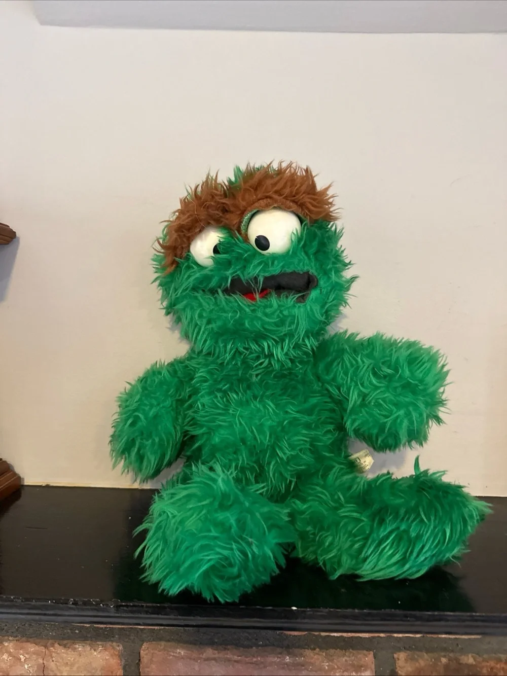 Vintage Green Fuzzy Monster Plush Toy - Kids Stuffed Character